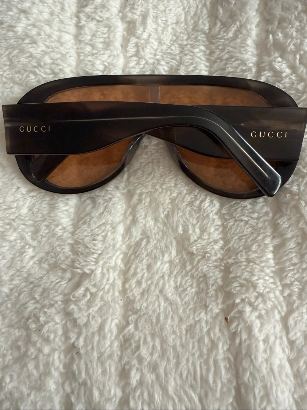 Gucci Oversized Women’s Shield Sunglasses - Grey/Brown